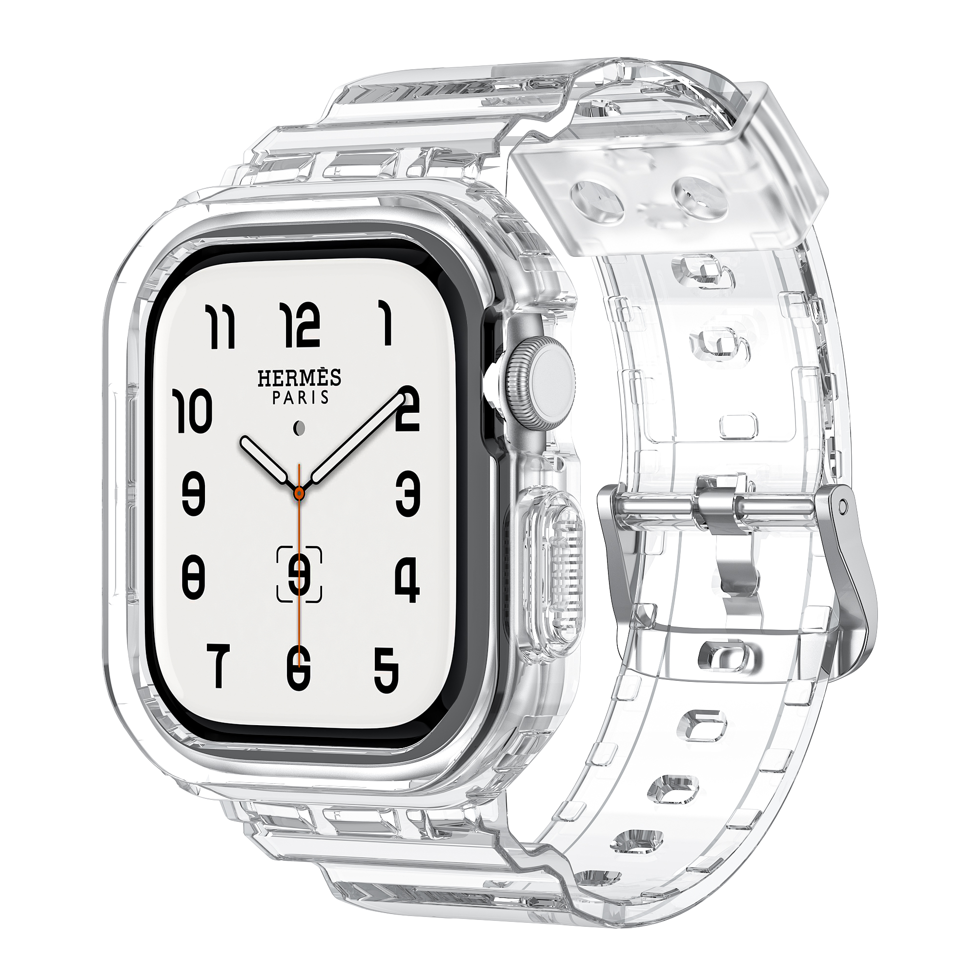 Compatible for Apple Watch Band 46mm 45mm 44mm 42mm (Apple Watch Series 10 2024) 41mm 40mm 38mm 49mm,Transparent Crystal Clear Watch Strap Sport Case and Band for iWatch Apple Watch Series 10 9 8 7 SE 6 5 4 3 2 1 Ultra/Ultra 2